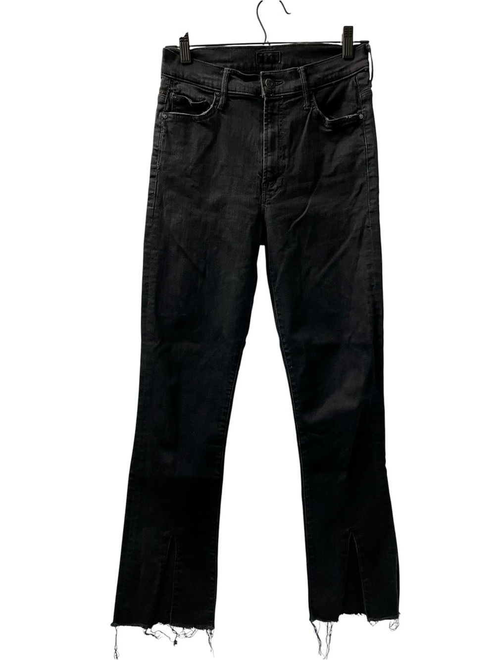 Mother Black Insider Slit Ankle Fray Crop Flare Jeans in Not Guilty - Picture 2 of 8